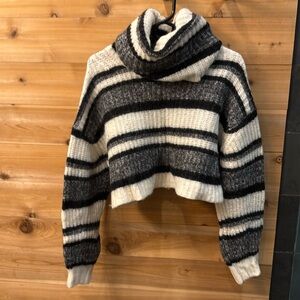 Aritzia Babaton cropped oversized striped chunky turtleneck